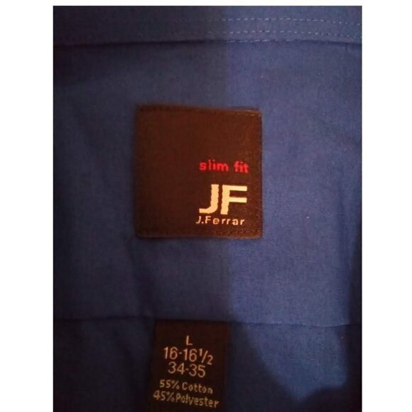 J. Ferrar Royal Blue Slim Fit Button Down Dress Shirt Sz L - Picture 5 of 8